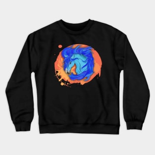 Horse Totem Animal Variant Blue Crewneck Sweatshirt